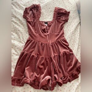 Urban outfitters, romper, velvet, pink